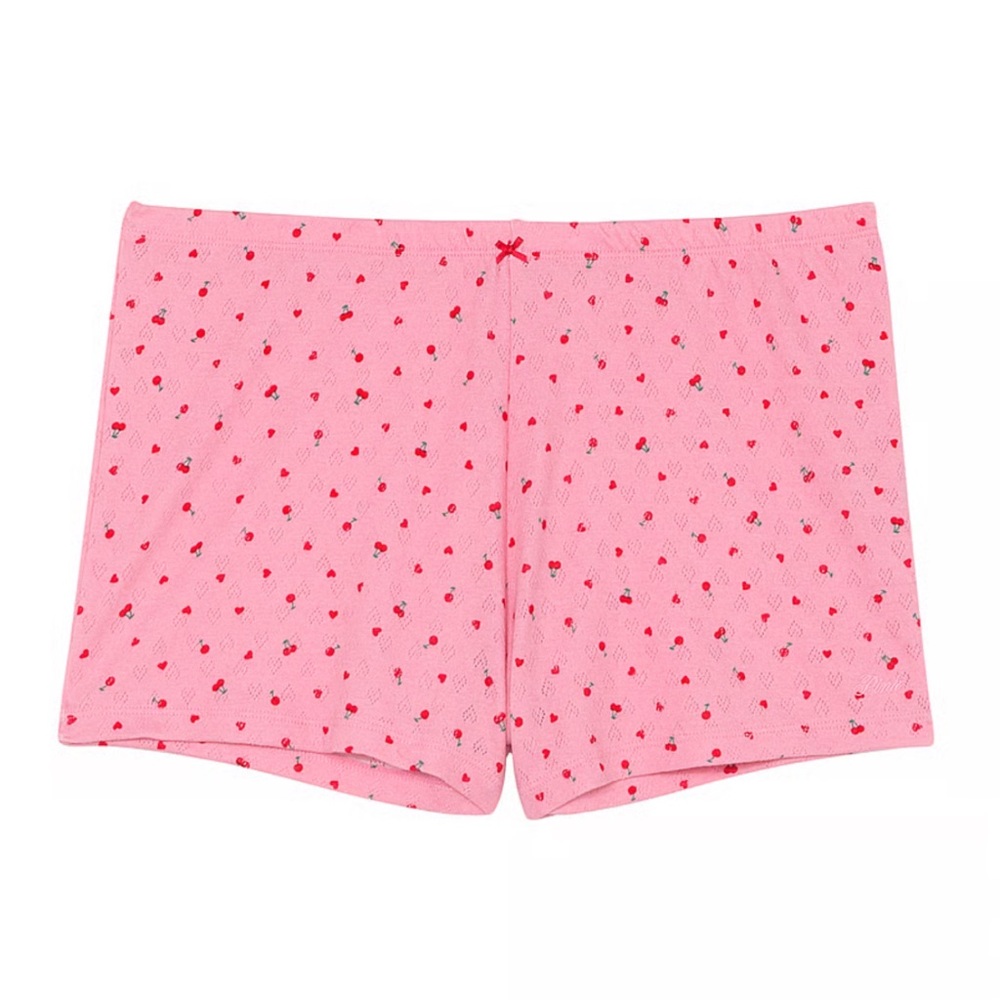 Pink Heart Patterned Pajama  Shorts